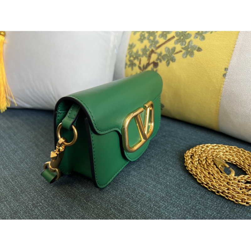 Valentino Loco Small Calf Chain Shoulder Bag Green