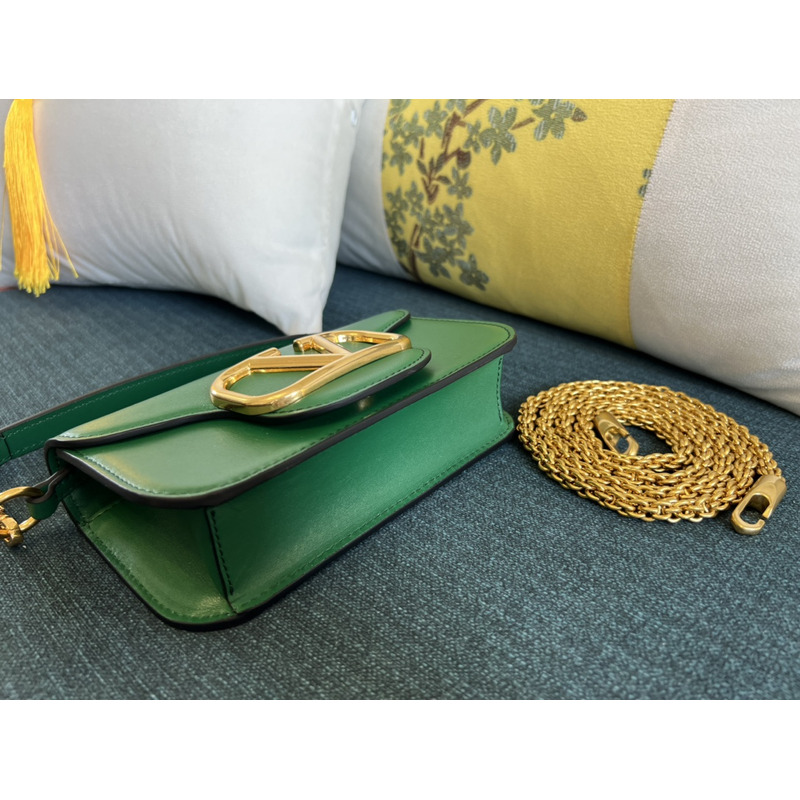 Valentino Loco Small Calf Chain Shoulder Bag Green