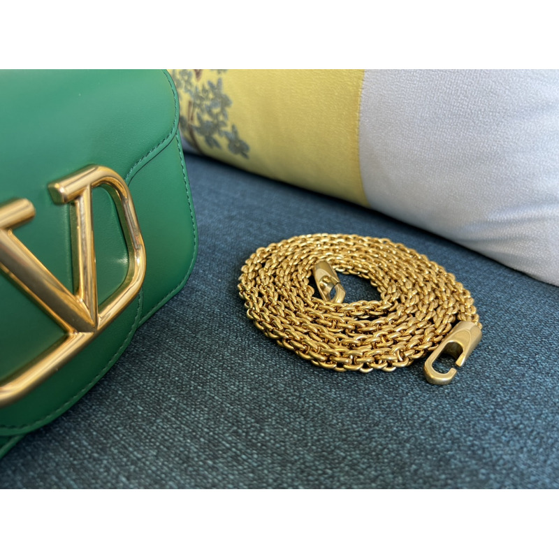 Valentino Loco Small Calf Chain Shoulder Bag Green