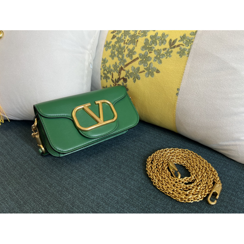 Valentino Loco Small Calf Chain Shoulder Bag Green