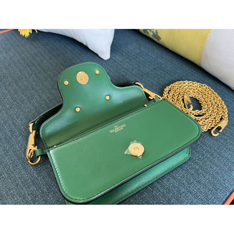 Valentino Loco Small Calf Chain Shoulder Bag Green