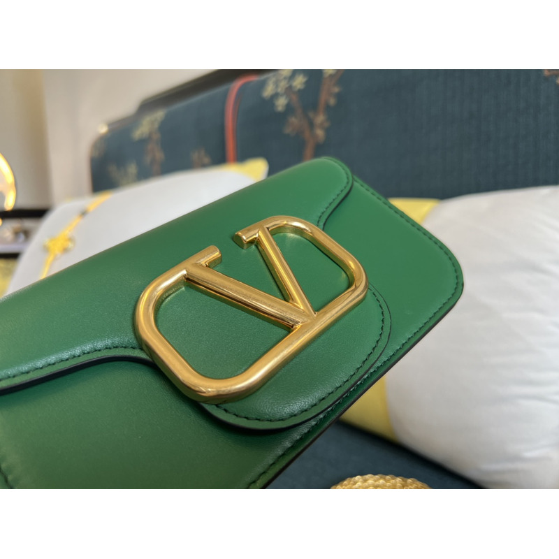 Valentino Loco Small Calf Chain Shoulder Bag Green