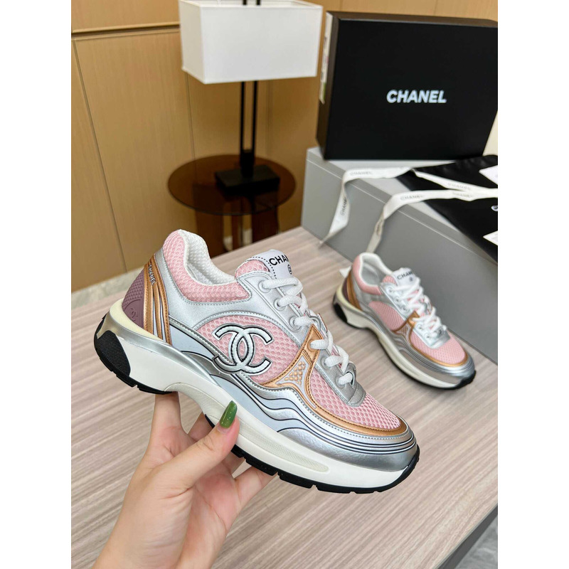 Ch*el sneakers silver&pink