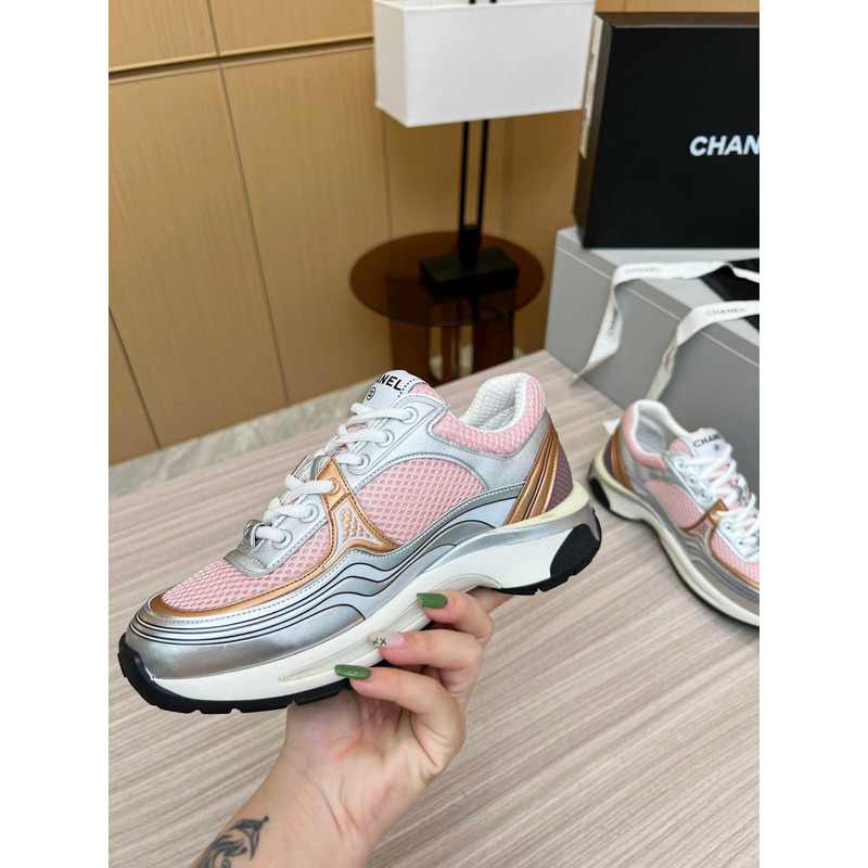 Ch*el sneakers silver&pink