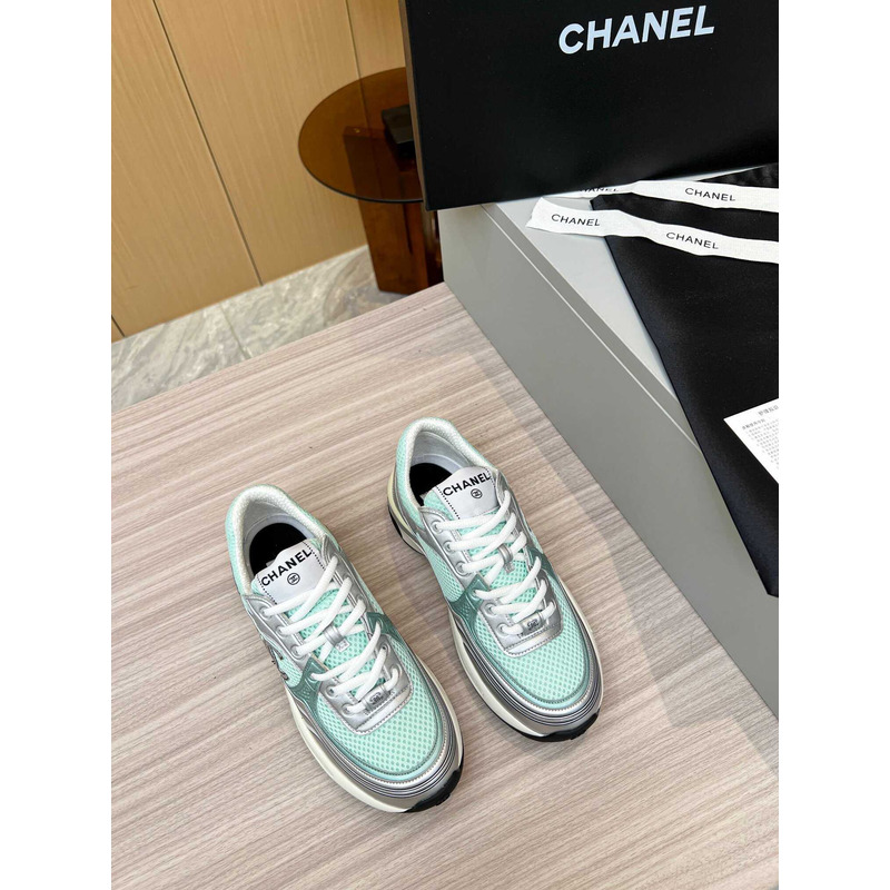 Ch*el sneakers silver&green