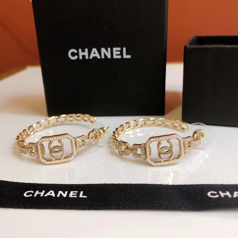 Ch*el diamond metal earrings