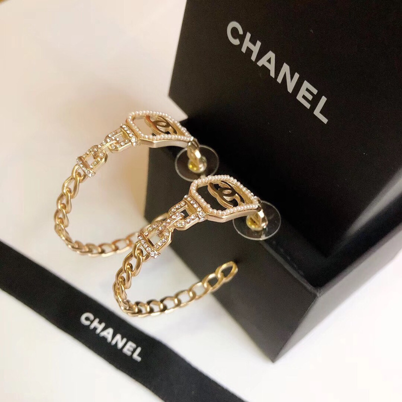 Ch*el diamond metal earrings