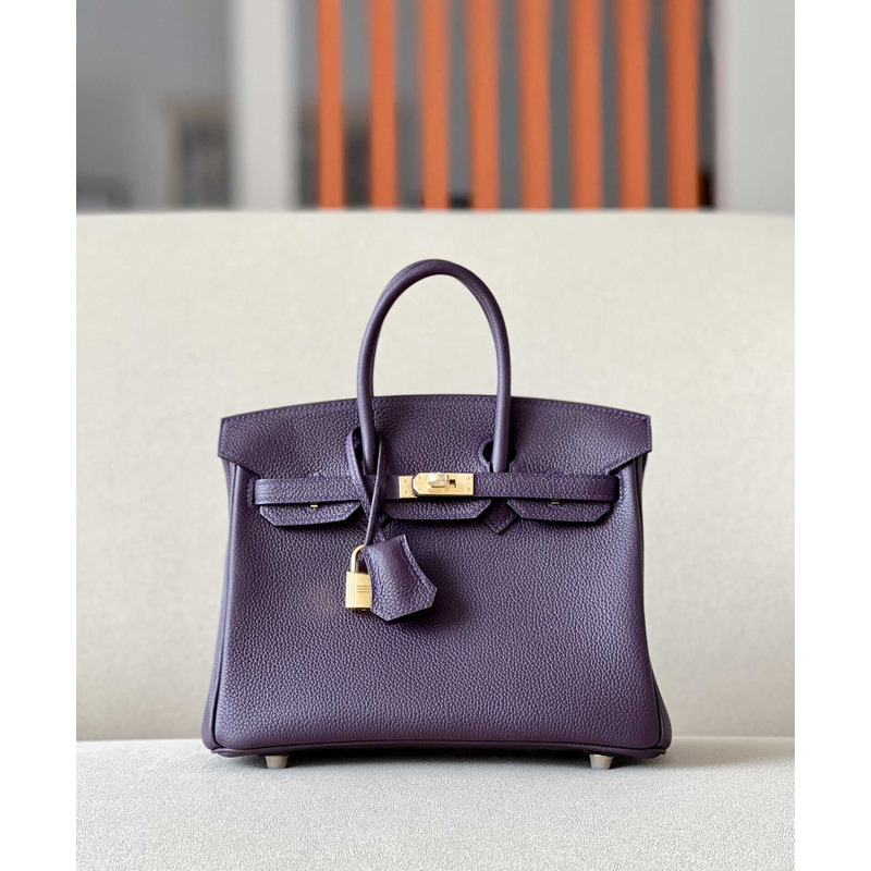 H**mes  birkin togo 25 raisin purple