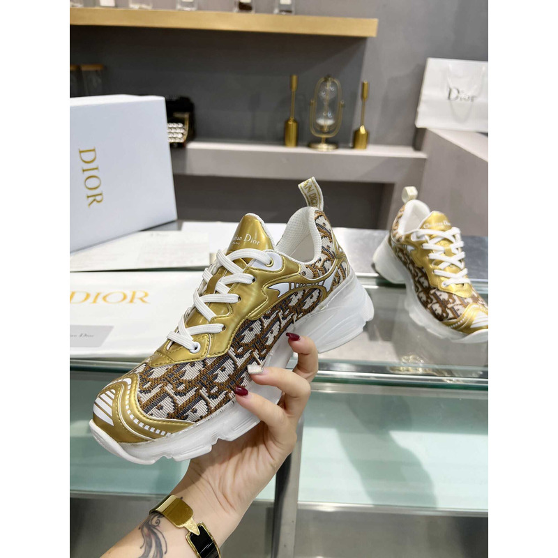 D*or vibe sneakers yellow and black technical fabric and oblique print in transparent-effect rubber