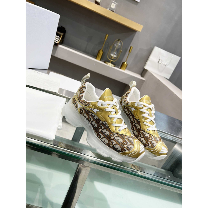 D*or vibe sneakers yellow and black technical fabric and oblique print in transparent-effect rubber