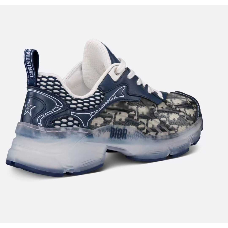 D*or vibe sneakers blue technical fabric and oblique print in transparent-effect rubber