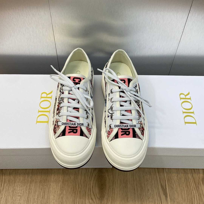 D*or walk\''n\''D*or platform sneakers white red and multicolor florilegio embroidered cotton