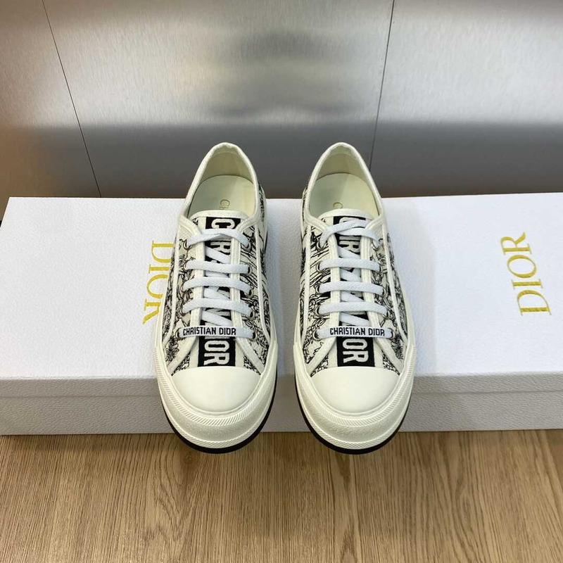 D*or walk\''n\''D*or platform sneakers white and black florilegio embroidered cotton