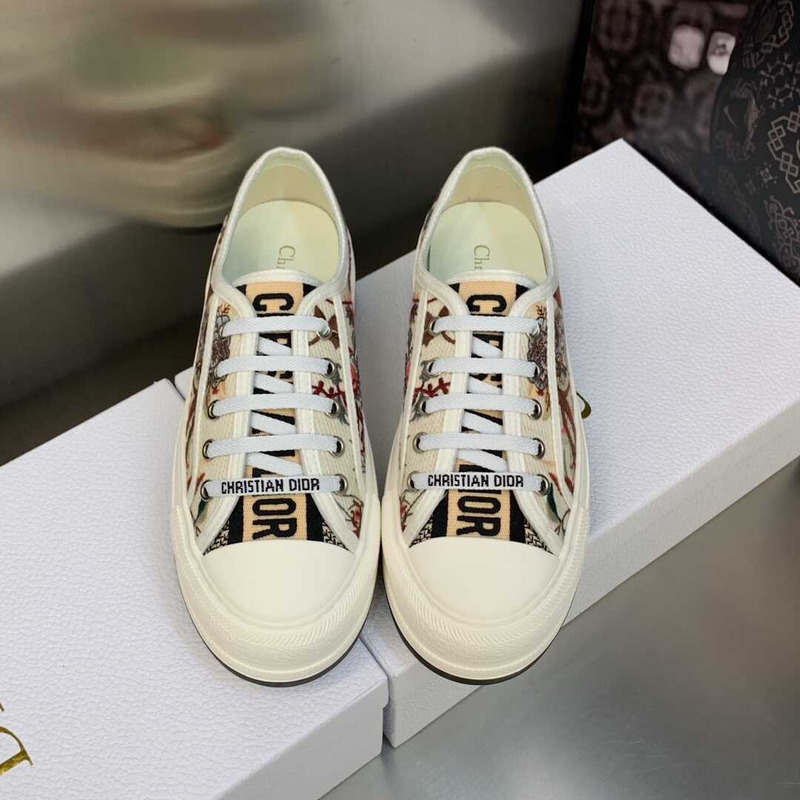 D*or walk\''n\''D*or platform sneakers white and multicolor florilegio embroidered cotton