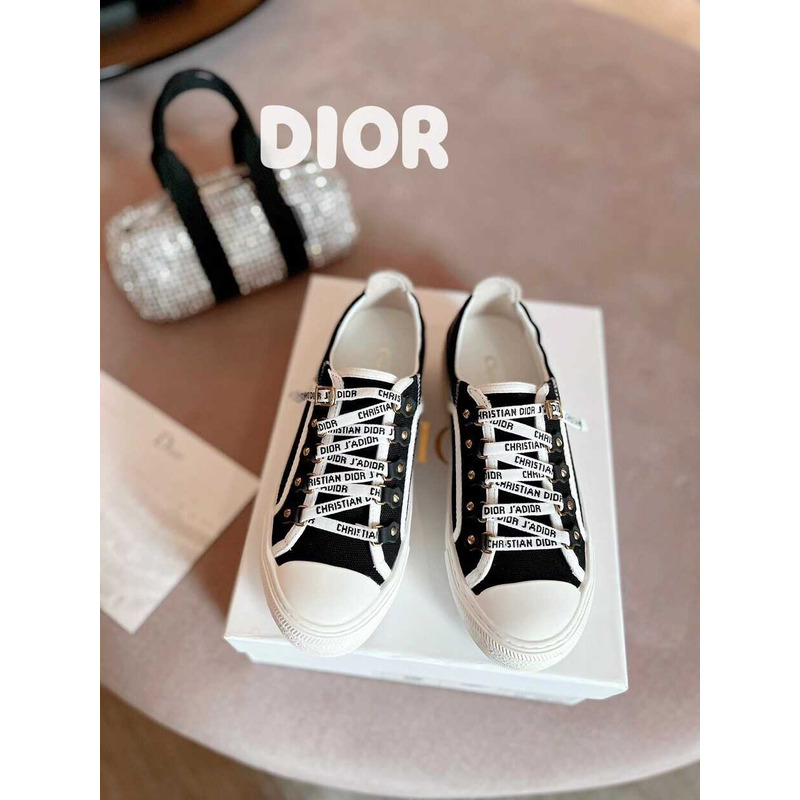 D*or walk\''n\''D*or sneakers black canvas and white suede (calf)