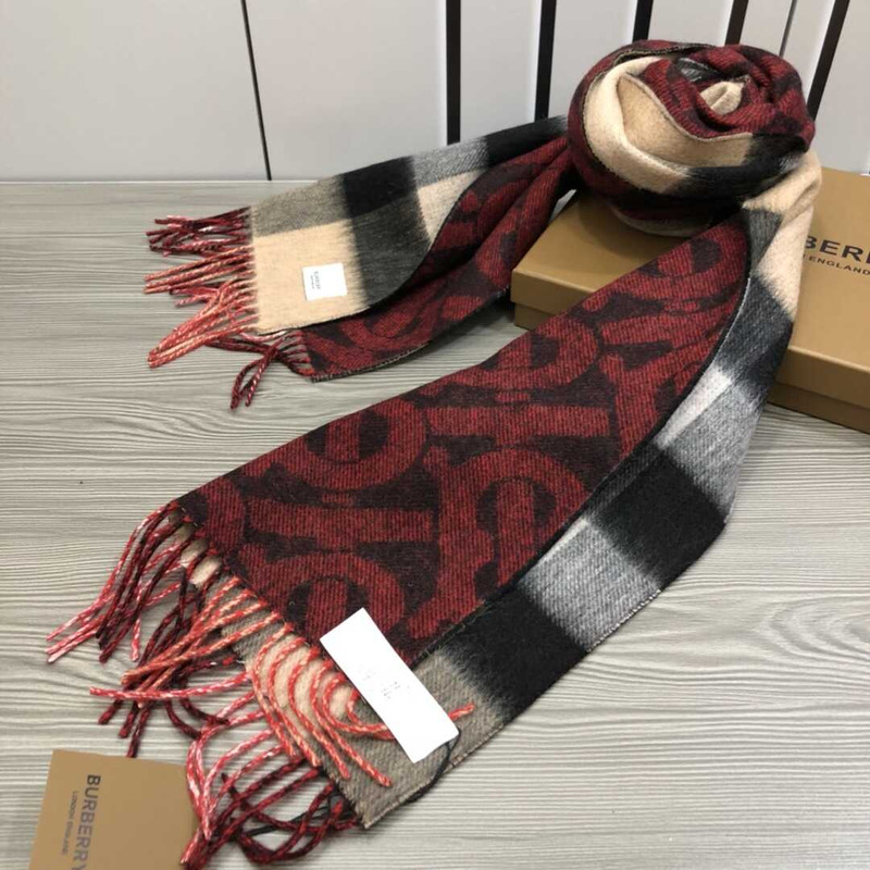 B**rry dark red designer cashmere scarf