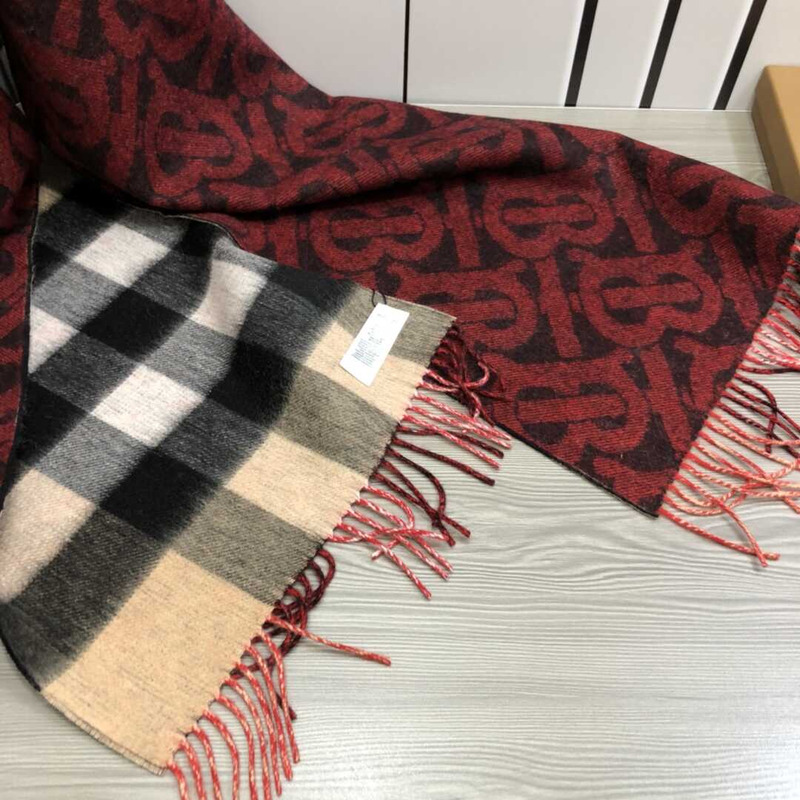 B**rry dark red designer cashmere scarf