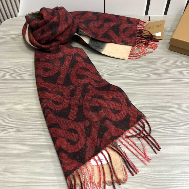 B**rry dark red designer cashmere scarf