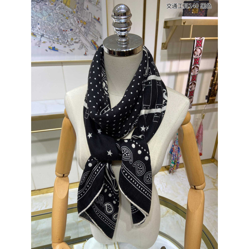 H**mes all aboard! 55 cm square scarf black