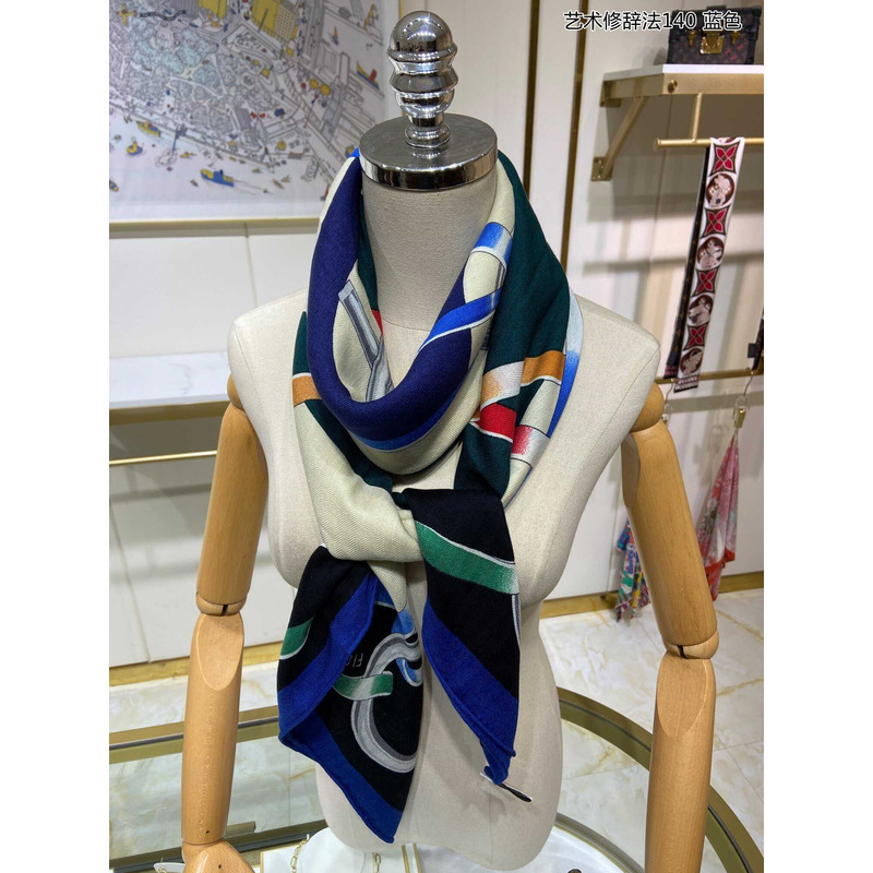 H**mes figure artistique scarf 90 blue