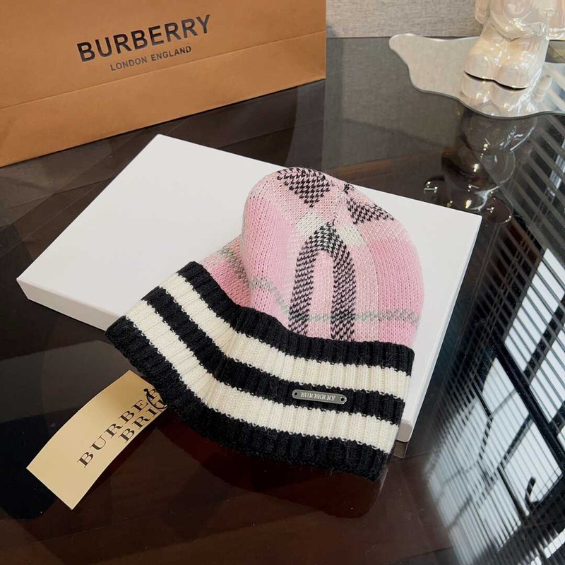 B**rry check pattern beanie pink