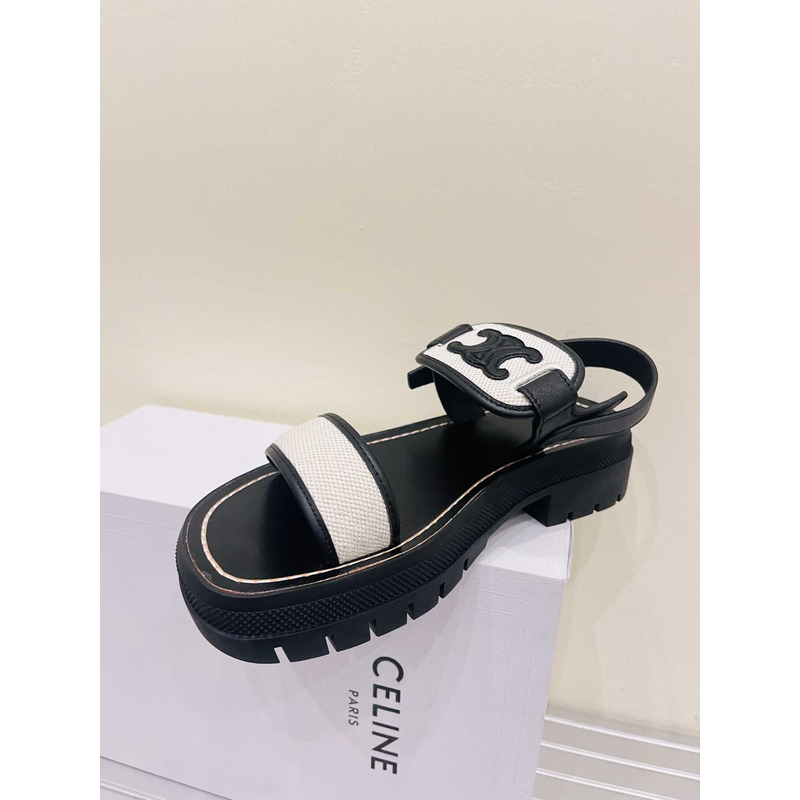 Ce**e clea triomphe sandal in vegetal calfskin black and white