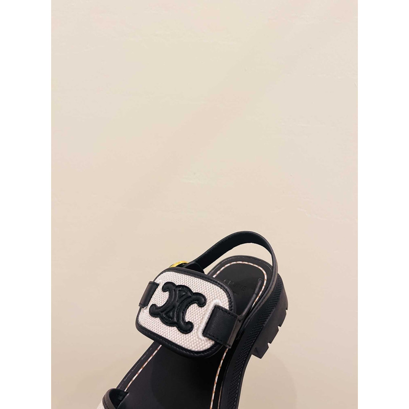 Ce**e clea triomphe sandal in vegetal calfskin black and white