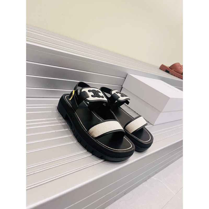 Ce**e clea triomphe sandal in vegetal calfskin black and white