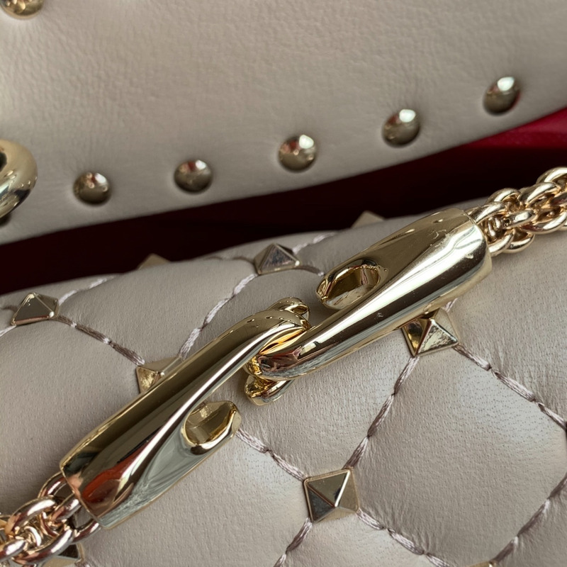 Valentino Small Rockstud Spike Bag Beige