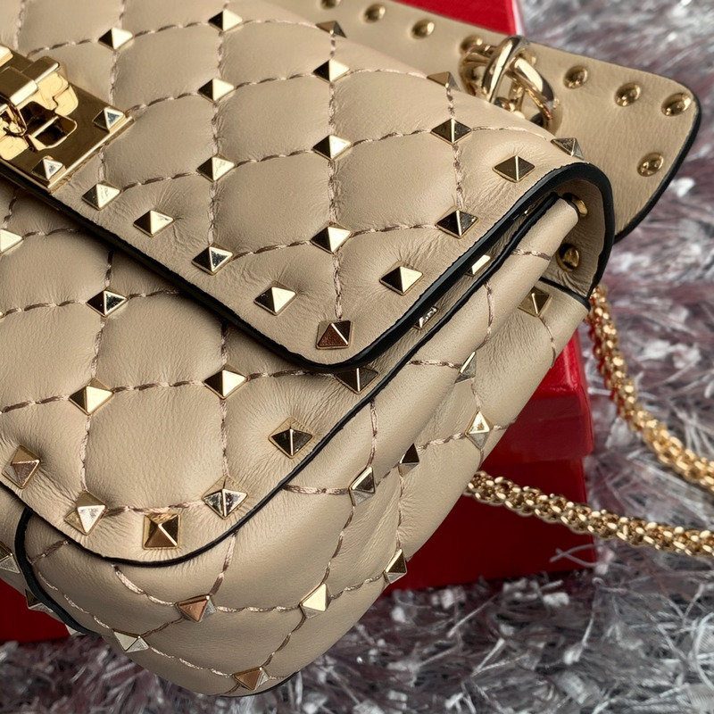 Valentino Small Rockstud Spike Bag Beige