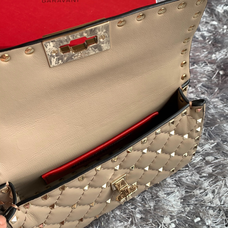 Valentino Small Rockstud Spike Bag Beige