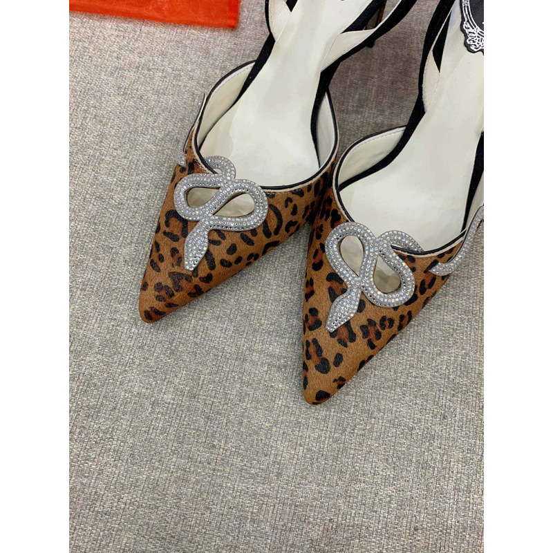 Rene Caovilla Snake Motif Rhinestone Pumps Leopard