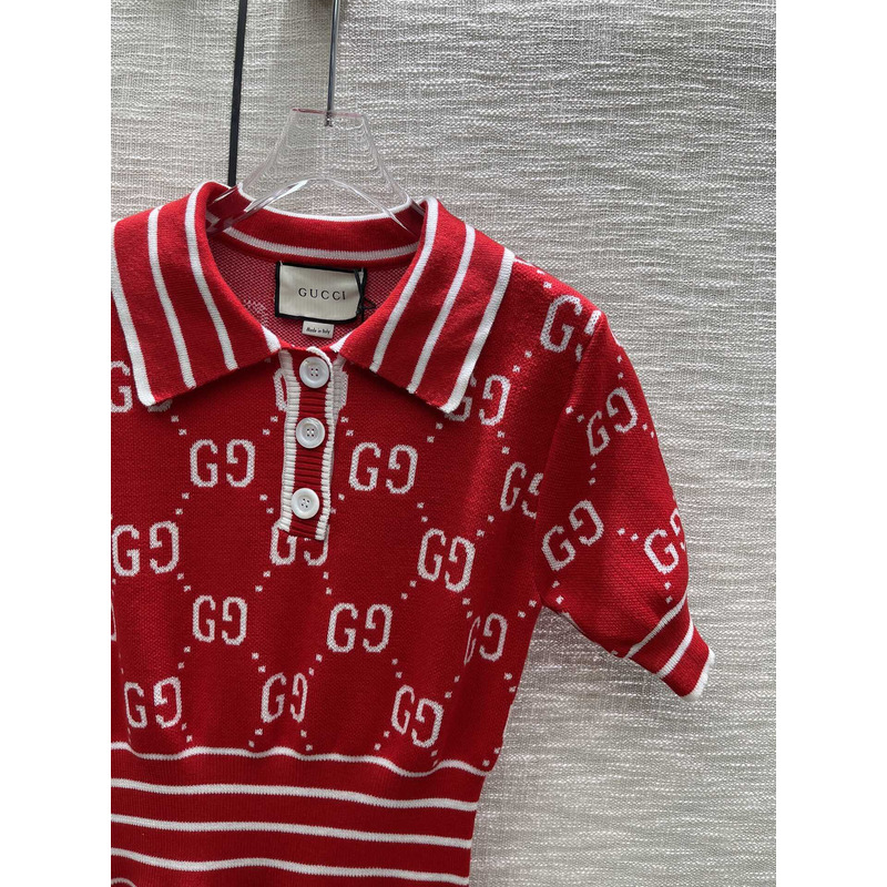 G*u*i gg cotton jacquard dress red