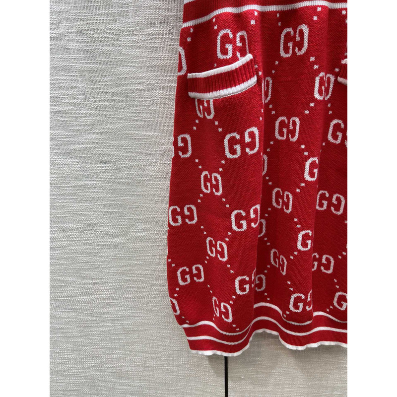 G*u*i gg cotton jacquard dress red