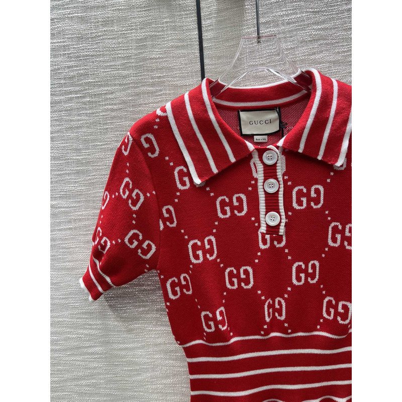 G*u*i gg cotton jacquard dress red