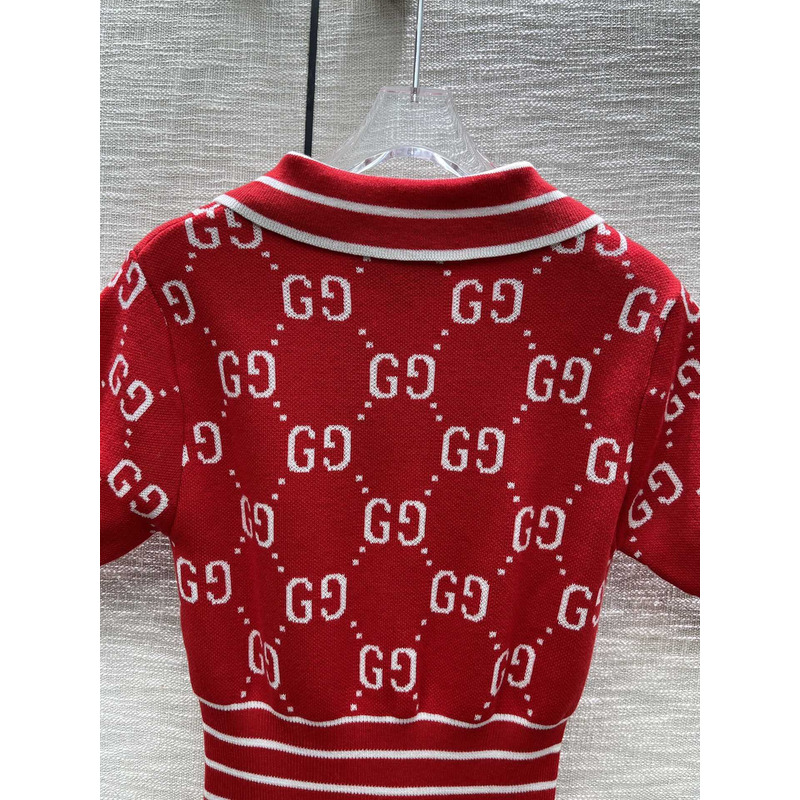 G*u*i gg cotton jacquard dress red