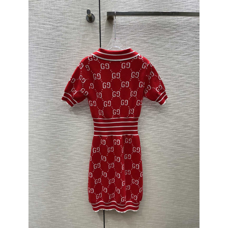 G*u*i gg cotton jacquard dress red