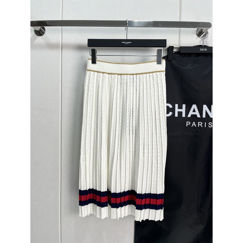 G*u*i webbing cotton skirt white