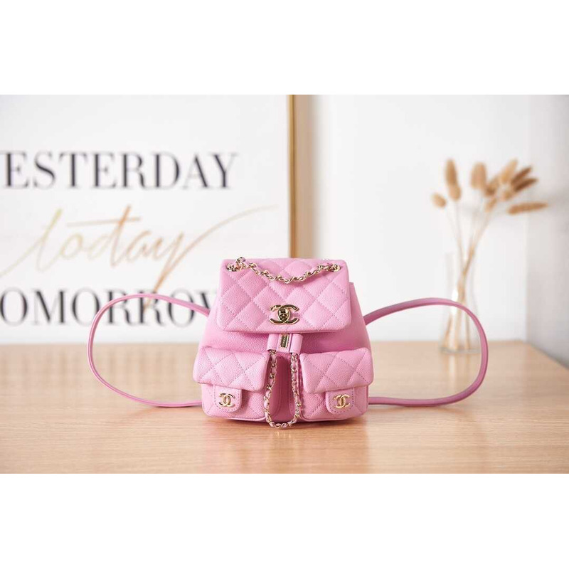 Ch*el leather backpack pink