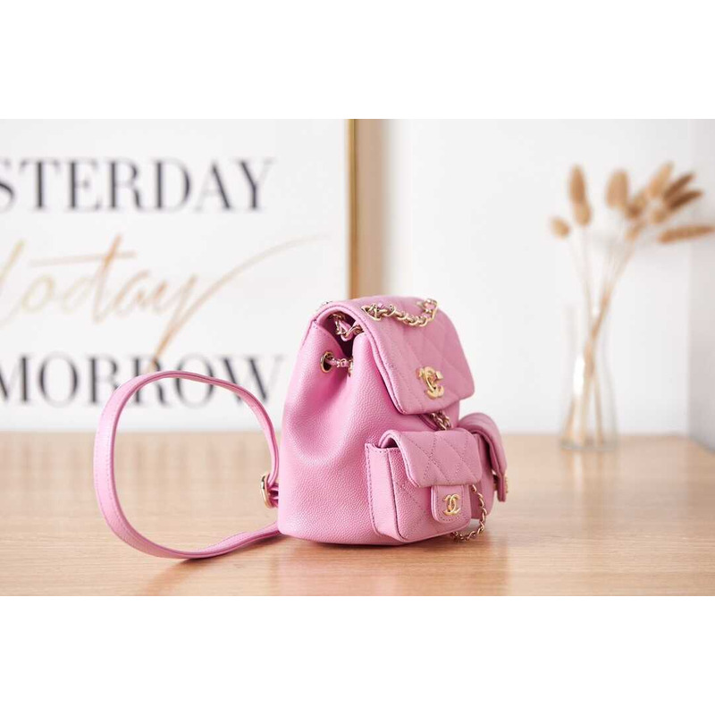 Ch*el leather backpack pink