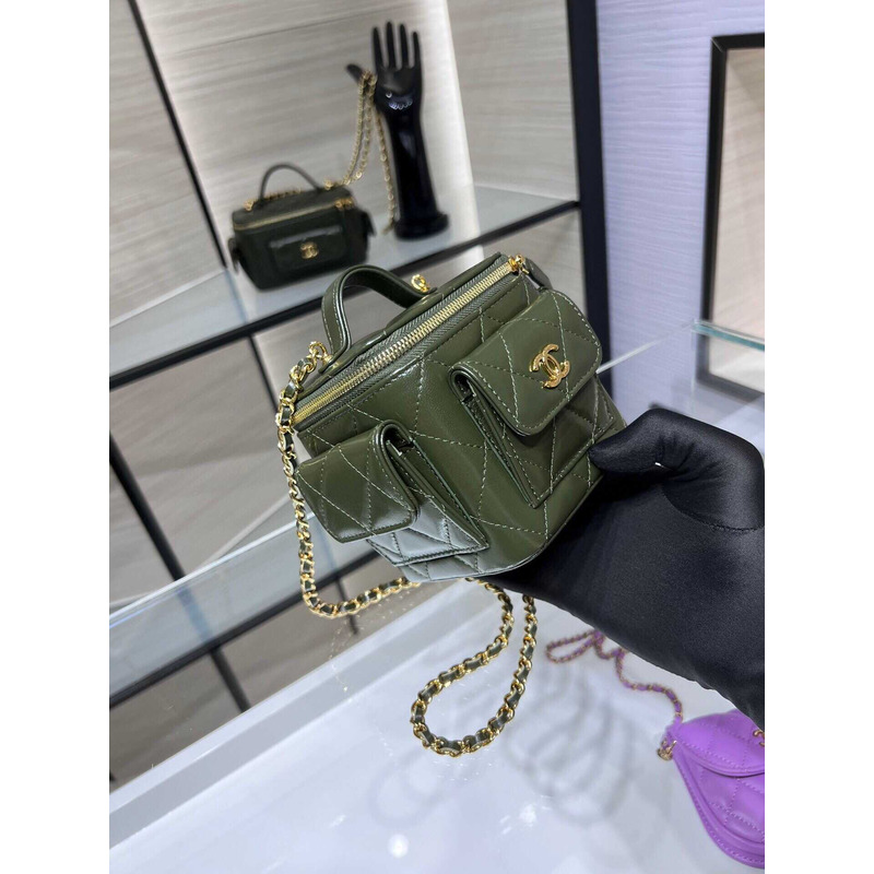 Ch*el 22k leather vanity green