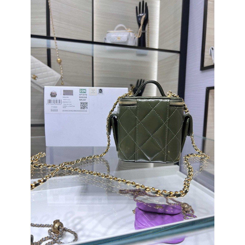 Ch*el 22k leather vanity green