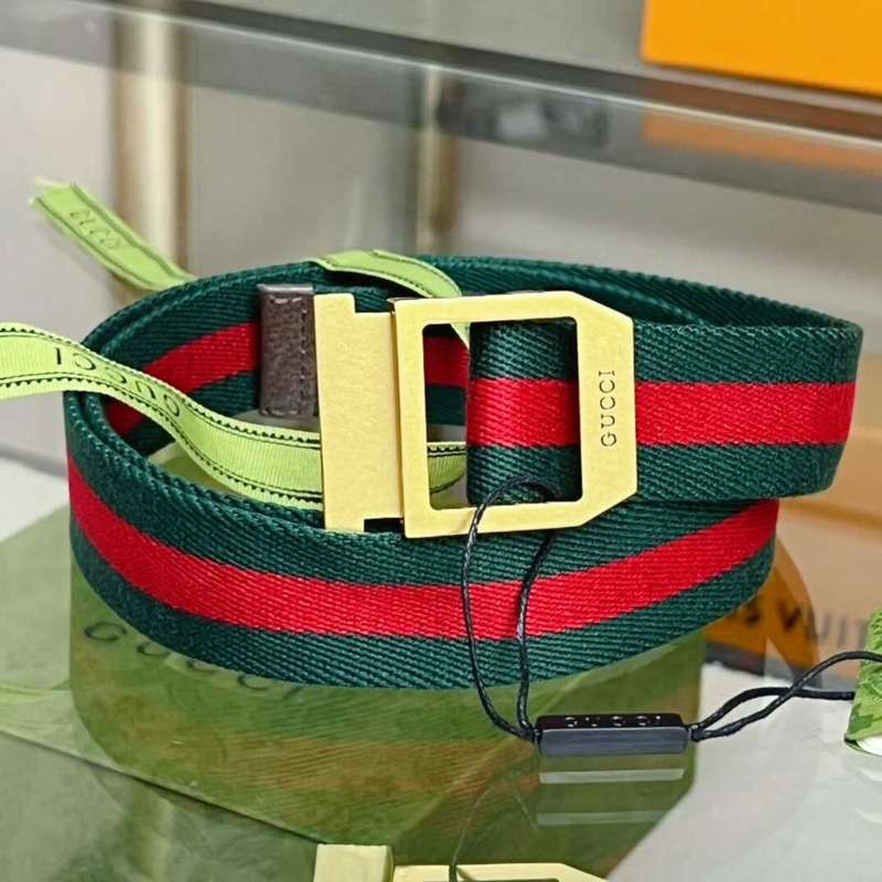 G*u*i 3cm striped webbing belt