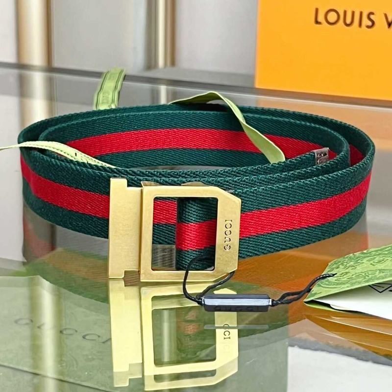 G*u*i 3cm striped webbing belt