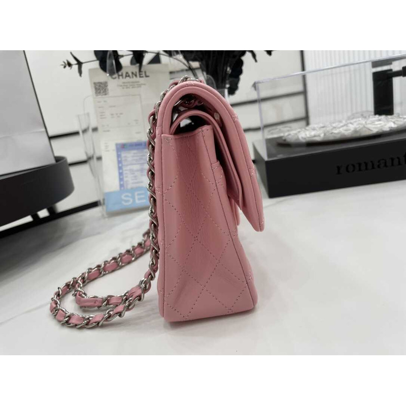 Ch*el double flap medium shoulder bag pink