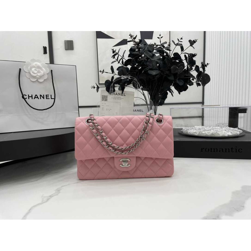 Ch*el double flap medium shoulder bag pink