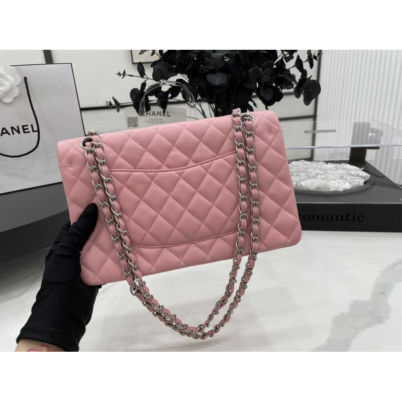 Ch*el double flap medium shoulder bag pink