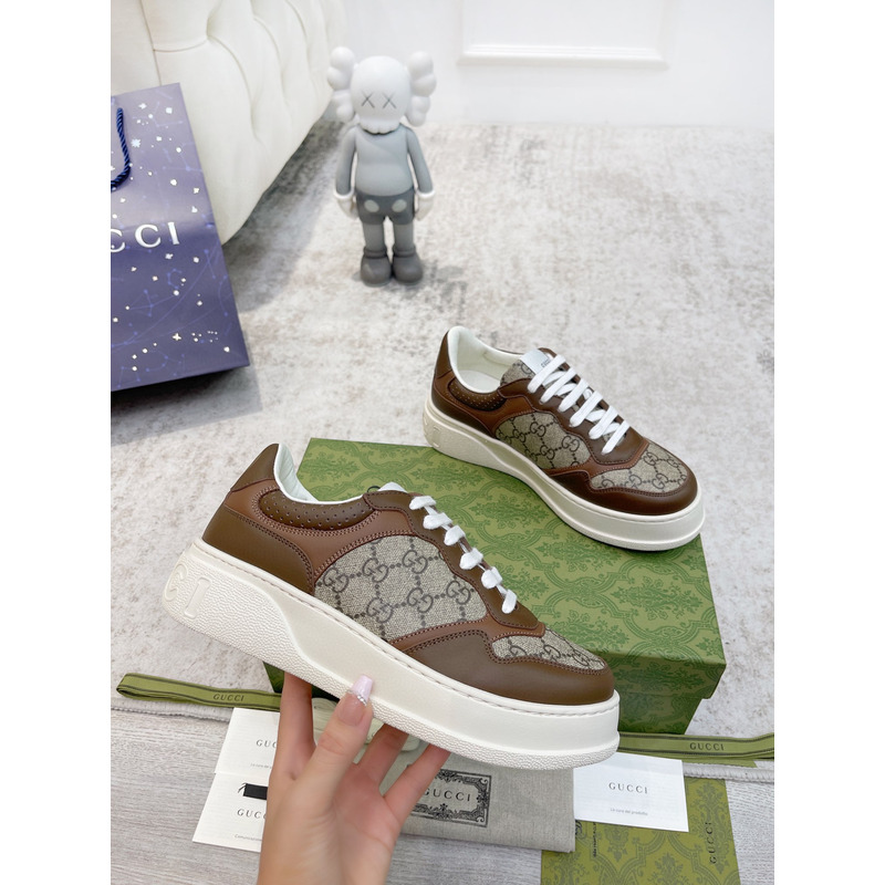 G*u*i gg leather sneakers brown