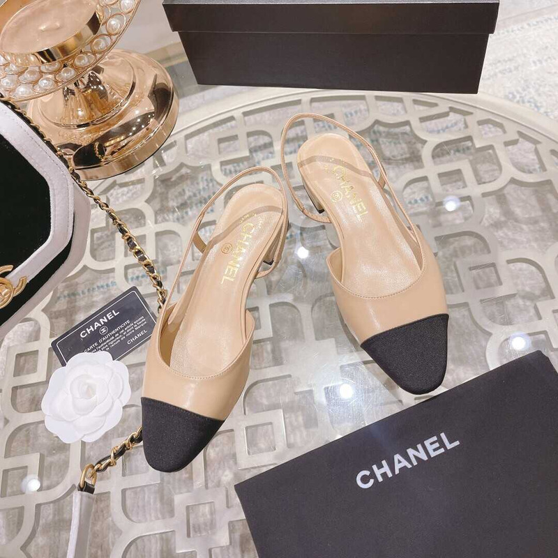 Ch*el lace up shoes lambskin and faille beige and black