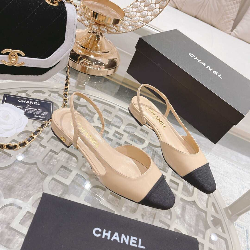 Ch*el lace up shoes lambskin and faille beige and black